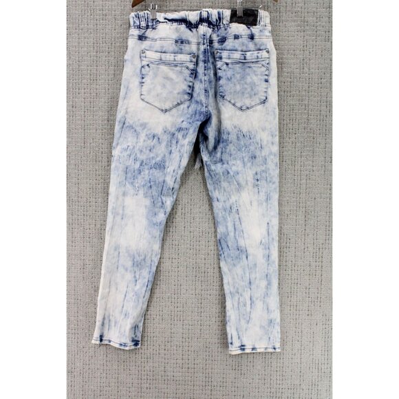 REBEL MINDS Jeans Mens Large L Blue Light Washed Distressed Stretch Slim Style - Picture 2 of 8